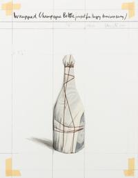 Christo and Jeanne-Claude, (Bulgarian/American, b. 1935), Wrapped Champagne Bottle, Project for Happy Anniversary, 2000