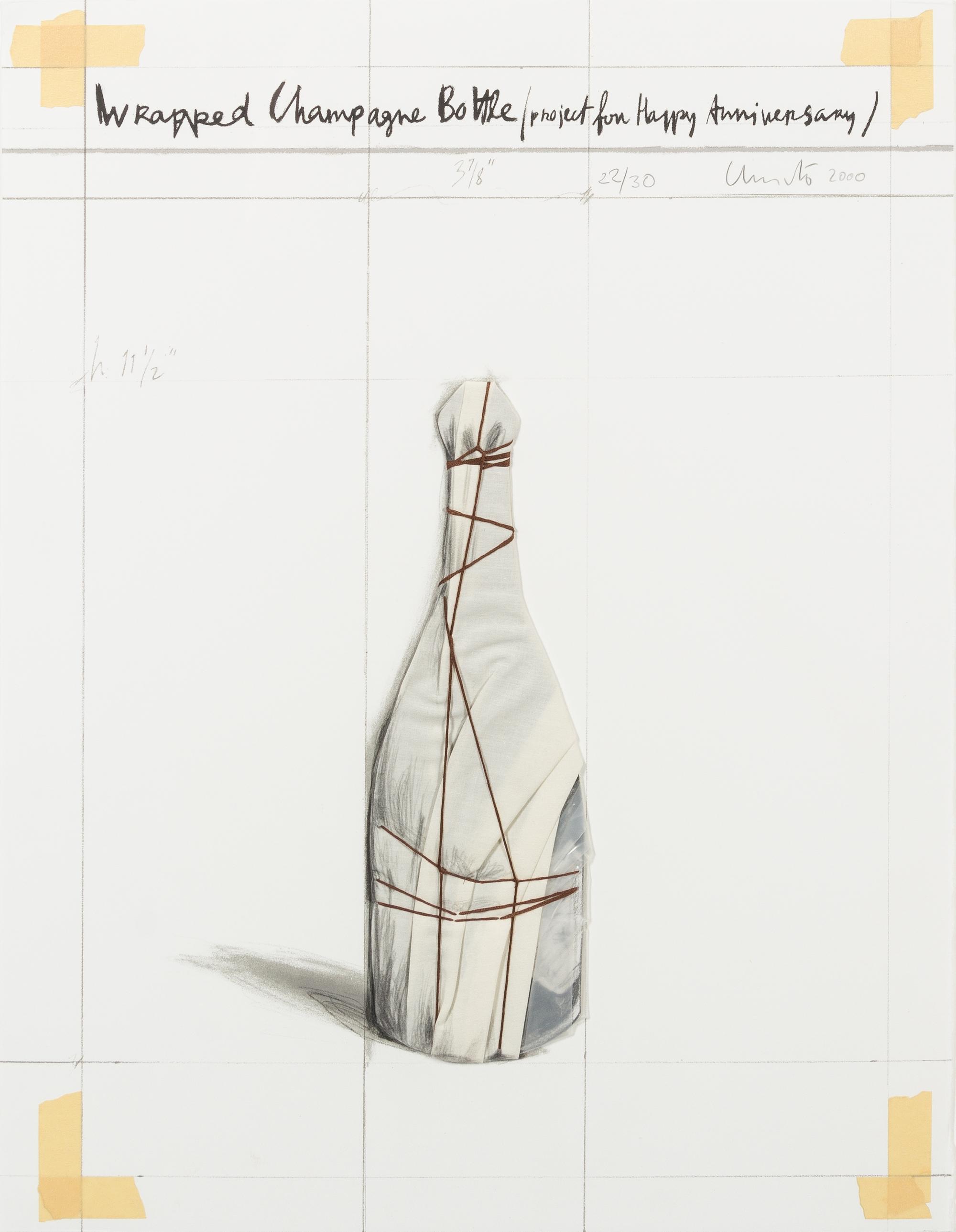 Christo and Jeanne-Claude, (Bulgarian/American, b. 1935), Wrapped Champagne Bottle, Project for Happy Anniversary, 2000