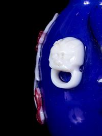 Four Chinese Polychrome Overlay Glass Articles