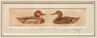 Six Framed Prints, in Four Frames: Green-Winged Teal, Artist's Proof; Goldeneye & Bluebill Decoys, edition 34/100; Black Duck, edition 28/100; together in one frame: Redhead , edition 17/100; Bluebill , edition 10/100; Pintail , Artist's Proof