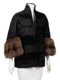 Ralph Rucci Broadtail Jacket with Fisher Fur Cuffs