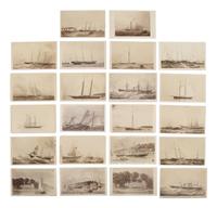 [EARLY PHOTOGRAPHY]. 3 CDV albums containing portraits of ships, soldiers, and civilians.