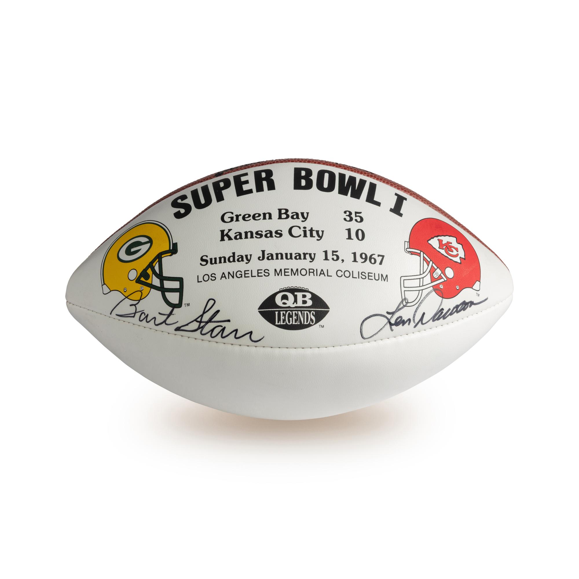 A Bart Starr and Len Dawson Dual Signed Autograph Super Bowl I Commemorative Football