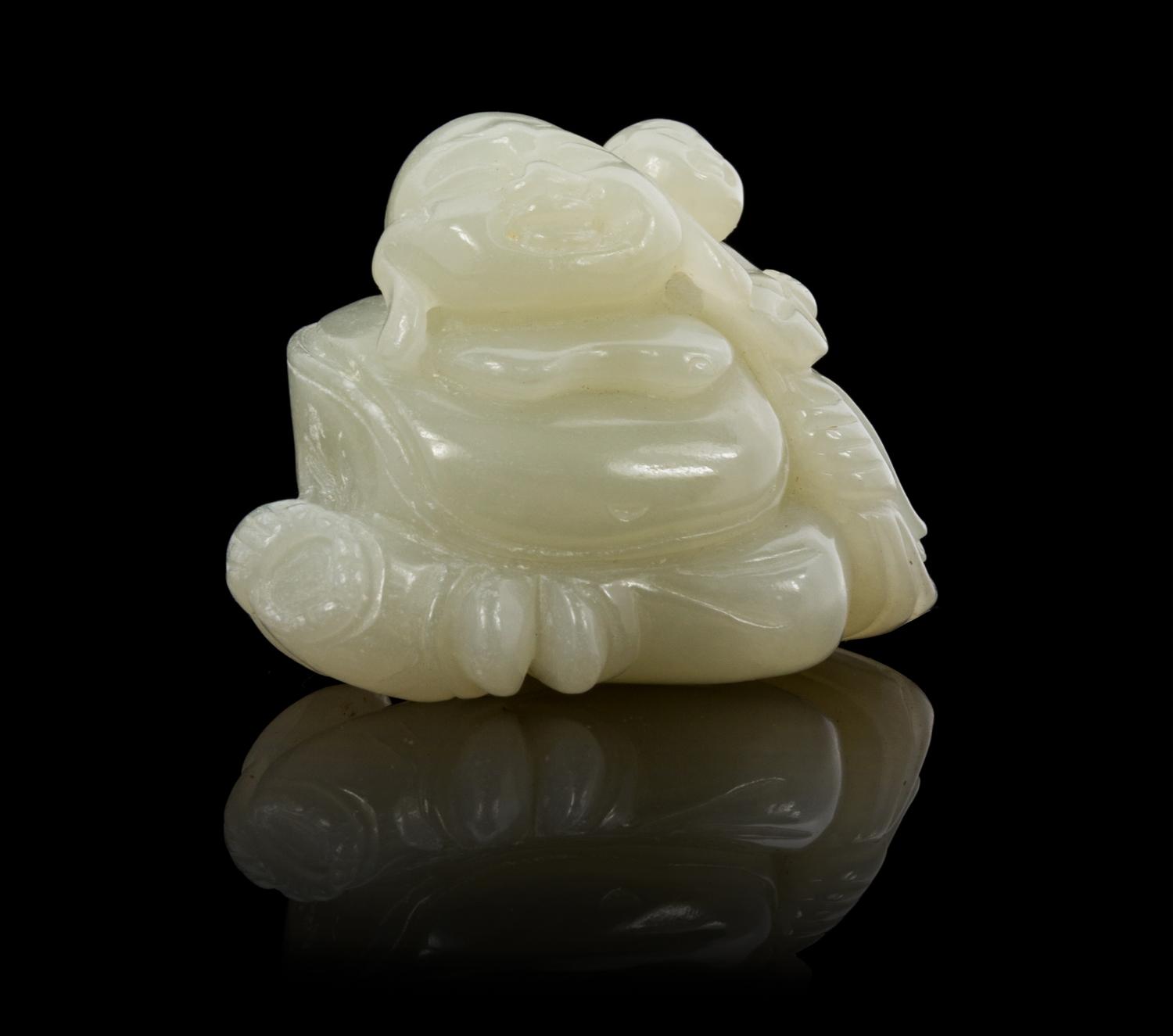 A Celadon Jade Toggle Length 1 3/4 inches.
