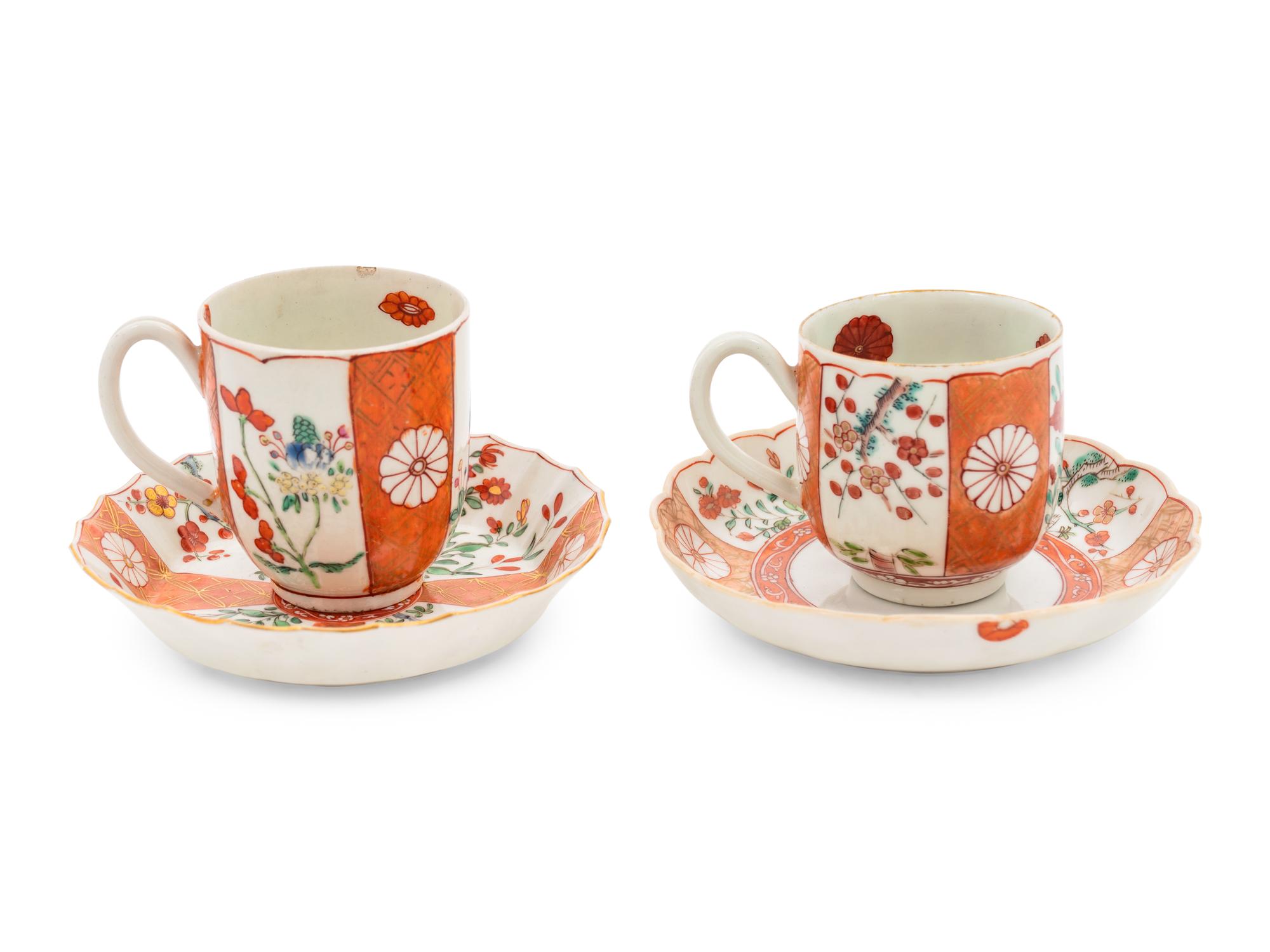 A Pair of Japanese Porcelain Teacups and Saucers