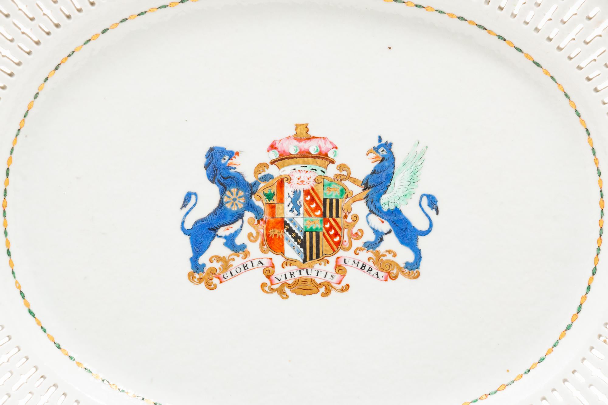 A Pair of Chinese Export Armorial Porcelain Serving Dishes