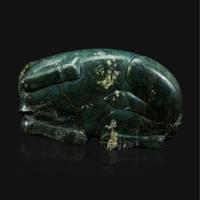 A large Chinese spinach jade recumbent water buffalo 菠菜绿玉水牛