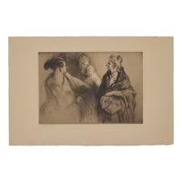 Edgar Chahine (French, 1874-1947) — Portrait of a Woman ; Together with Family Portrait (Two Works)