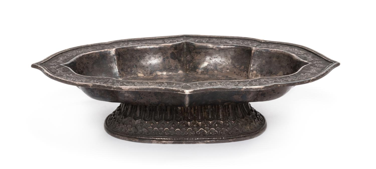An Incised Quatrefoil Silver Tazza Length 7 inches. — PROBABLY LIAO DYNASTY (907-1125)