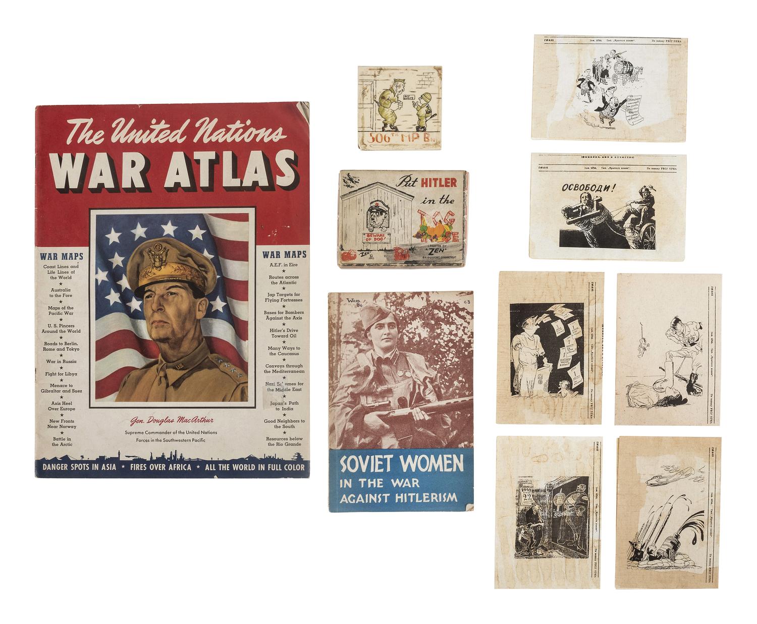 [WORLD WAR II]. A collection of 14 miscellaneous objects relating to Allied Powers, including:
