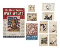 [WORLD WAR II]. A collection of 14 miscellaneous objects relating to Allied Powers, including: