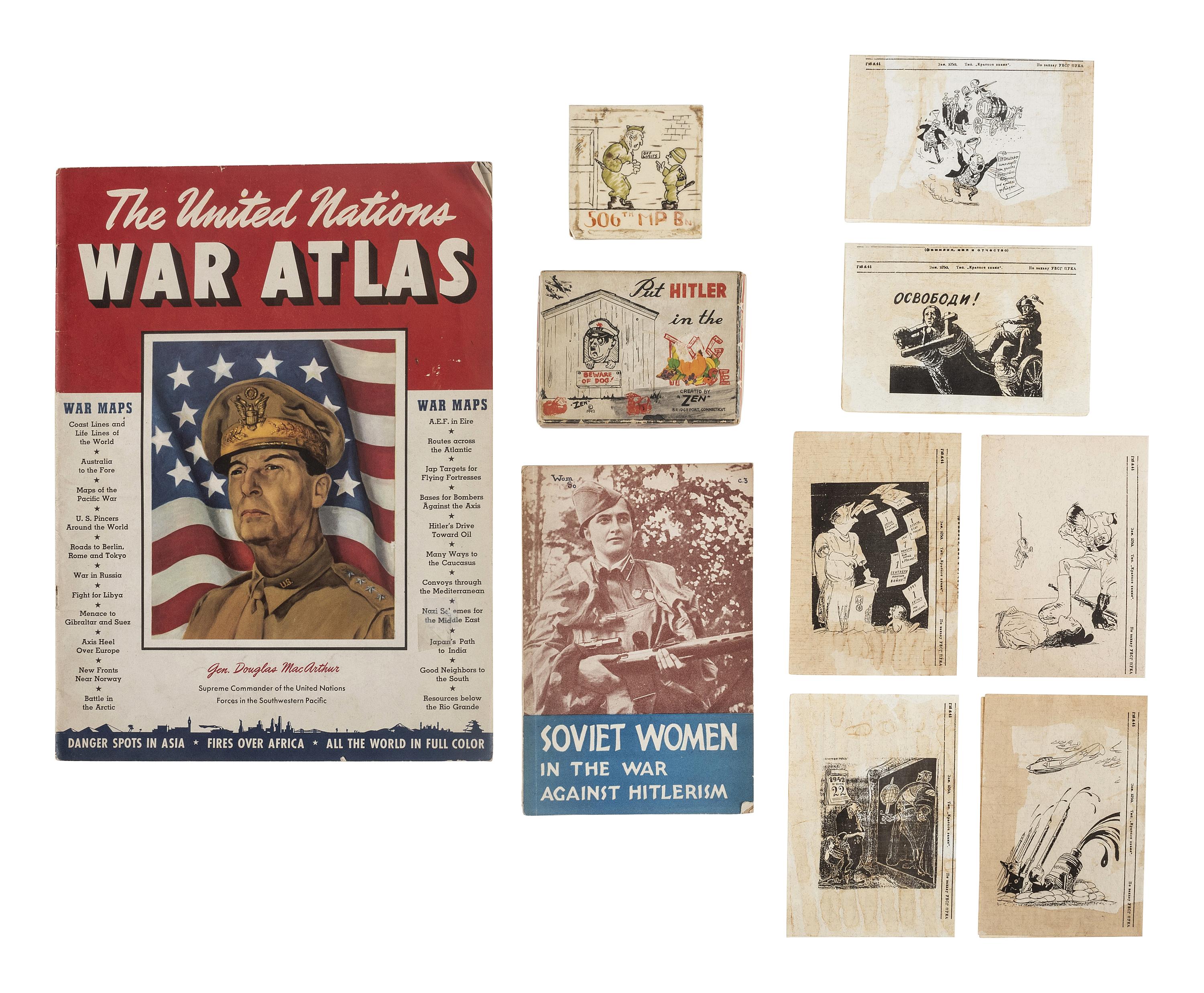 [WORLD WAR II]. A collection of 14 miscellaneous objects relating to Allied Powers, including:
