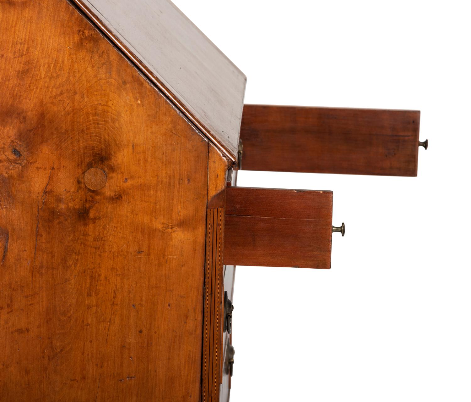 A Federal Barber Pole Inlaid Cherrywood Slant Front Desk