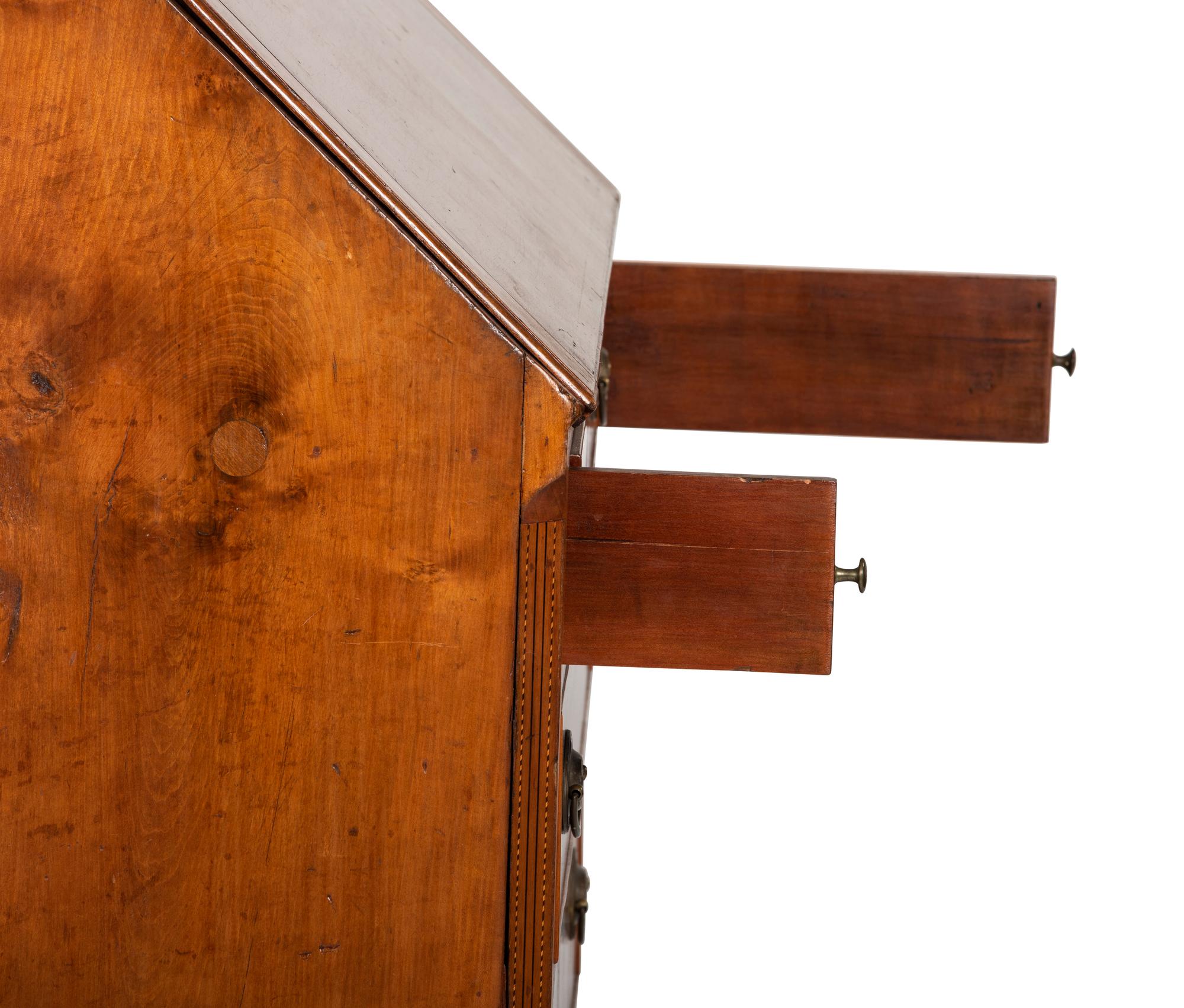 A Federal Barber Pole Inlaid Cherrywood Slant Front Desk