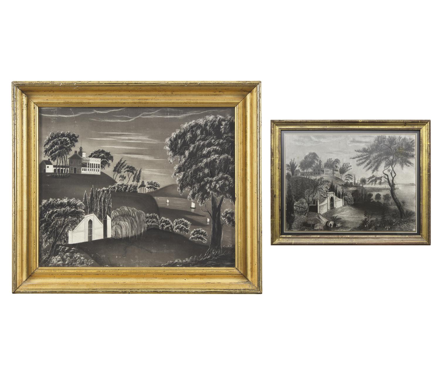 American School 19th Century, Two Views of the Washington's Tomb at Mount Vernon , First Half 19th Century