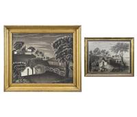 American School 19th Century, Two Views of the Washington's Tomb at Mount Vernon , First Half 19th Century