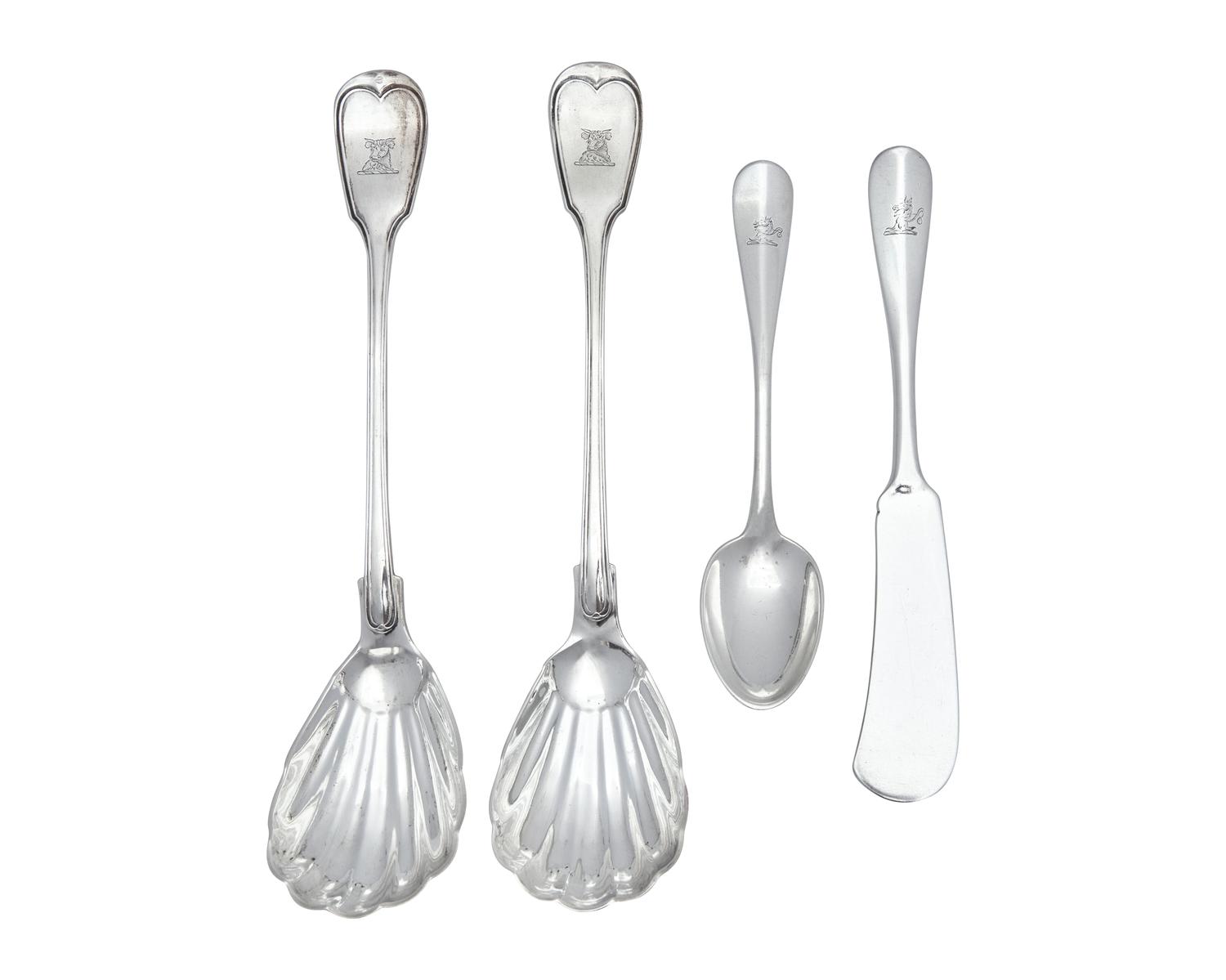An Assembled Group of Silver Armorial Tablewares