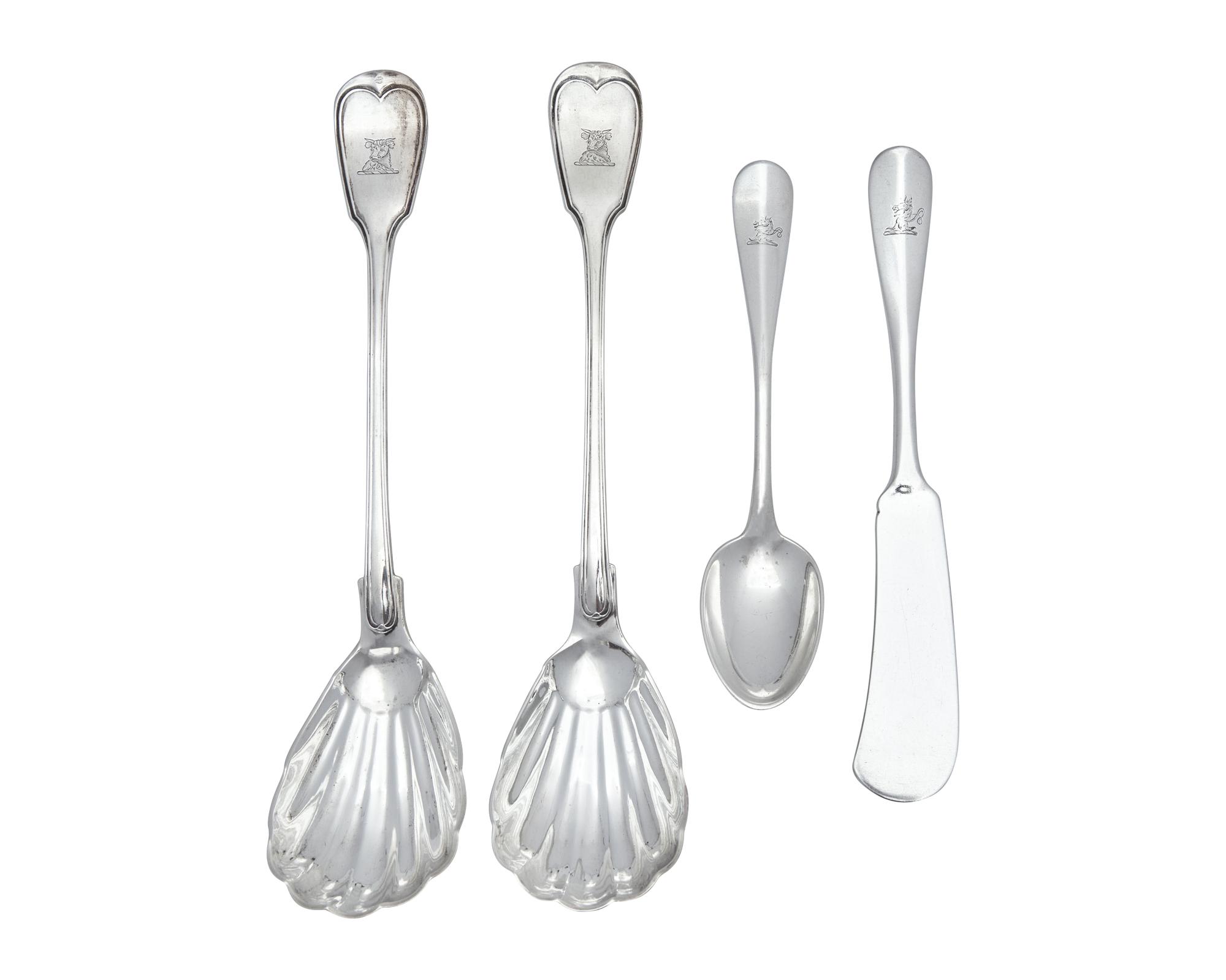 An Assembled Group of Silver Armorial Tablewares