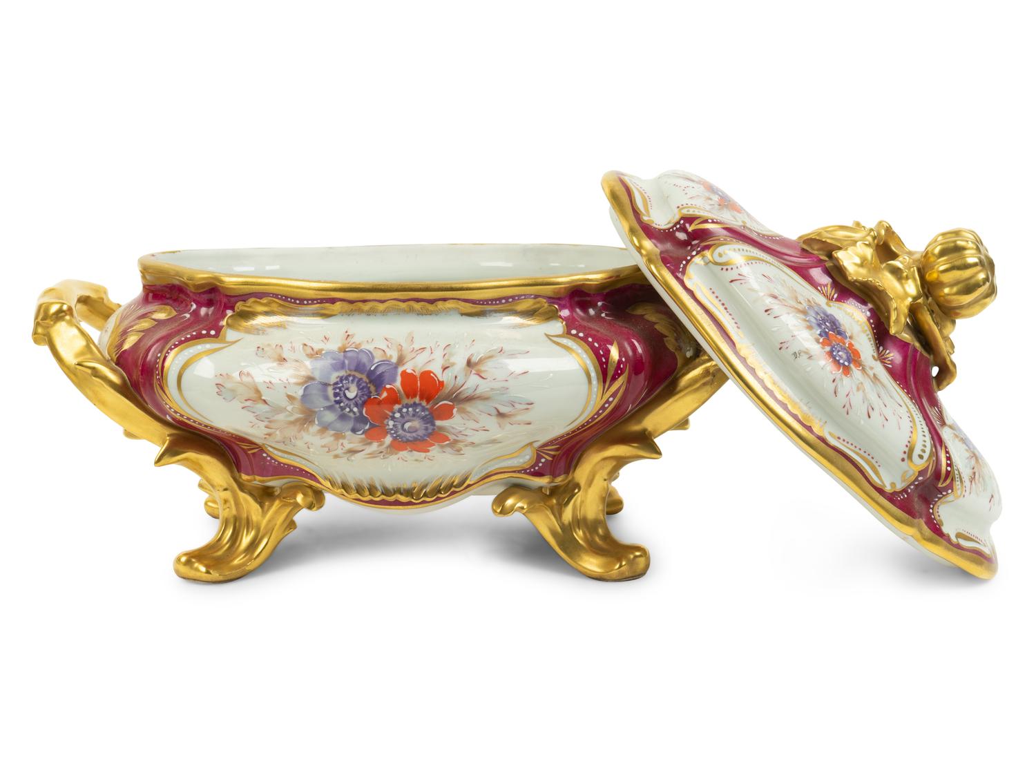 A Limoges Painted Porcelain Tureen and Undertray — 20TH CENTURY