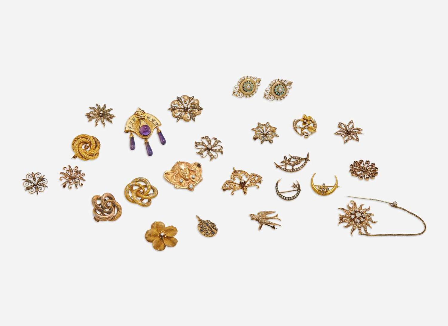 A Collection of Victorian Scatter Pins and Other Victorian Jewelry