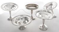 A Collection of Five American Silver Articles, , comprising three compotes, a presentation basket and a presentation dish, by various m
