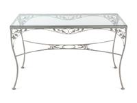 A Woodard "Orleans" Style Painted Iron Garden Table and Four Chairs