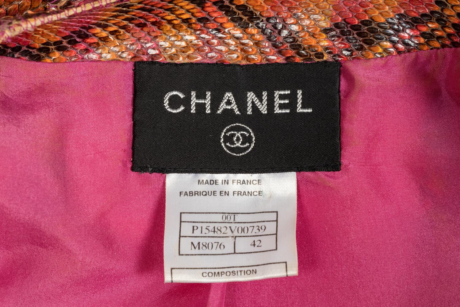 Chanel Pink Python Jacket & Python Camellia Pin, 2000