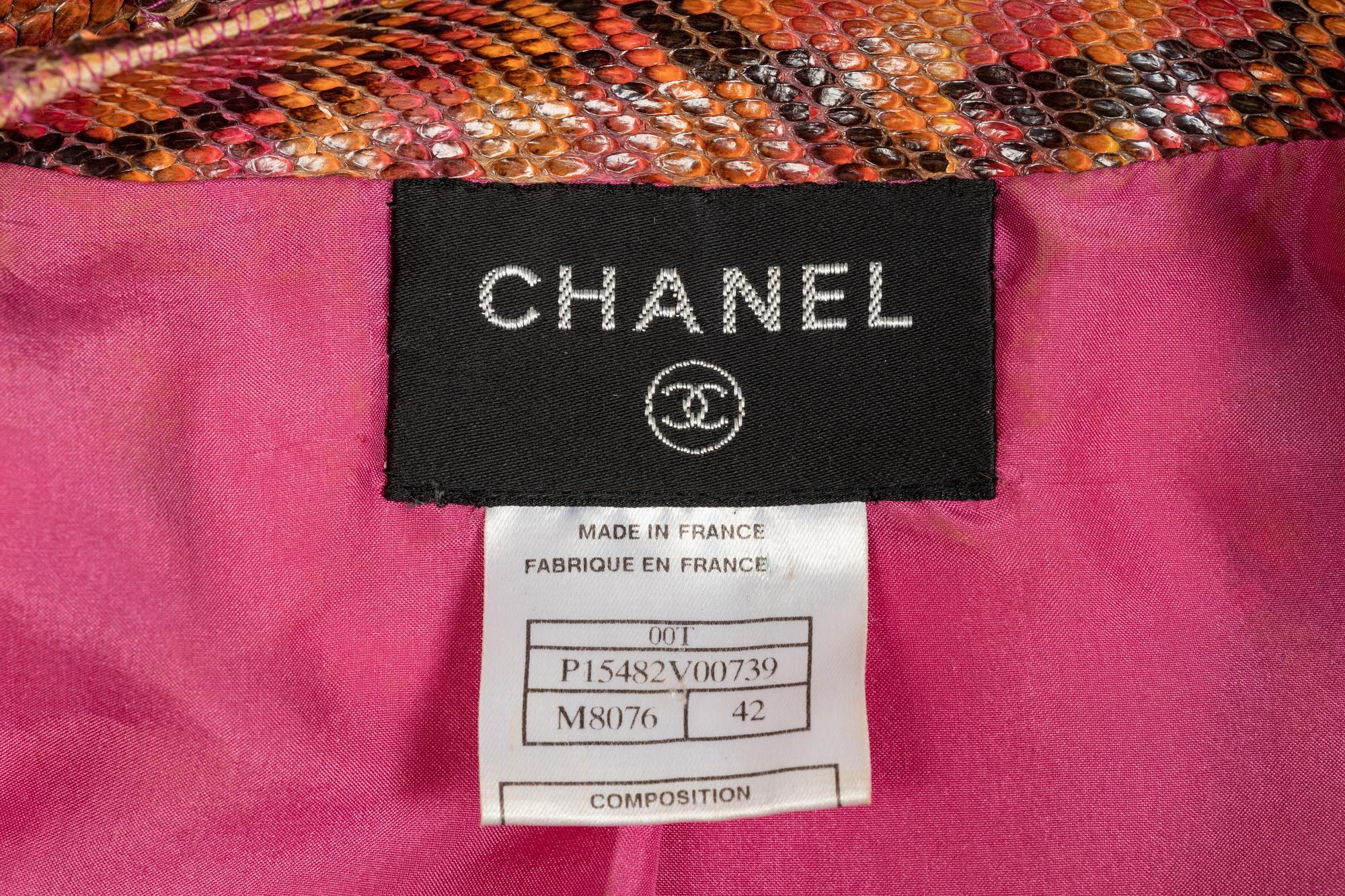 Chanel Pink Python Jacket & Python Camellia Pin, 2000
