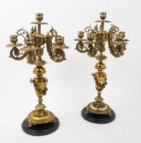 A Pair of Victorian Style Gilt Metal Six-Light Candelabra Height 19 1/2 inches. — MID-20TH CENTURY
