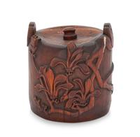 A Chinese Relief Carved Bamboo Teapot 19TH CENTURY Height overall 7 1/2 inches. — 19TH CENTURY