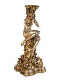 A Pair of Monumental Italian Baroque Style Gilt and Silvered Composition Figural Pedestals