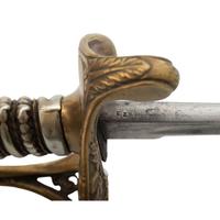 German Silver Gripped Officers Sword Inscribed to Isaiah Conley - 101st PA Infantry - POW and Prison Escapee