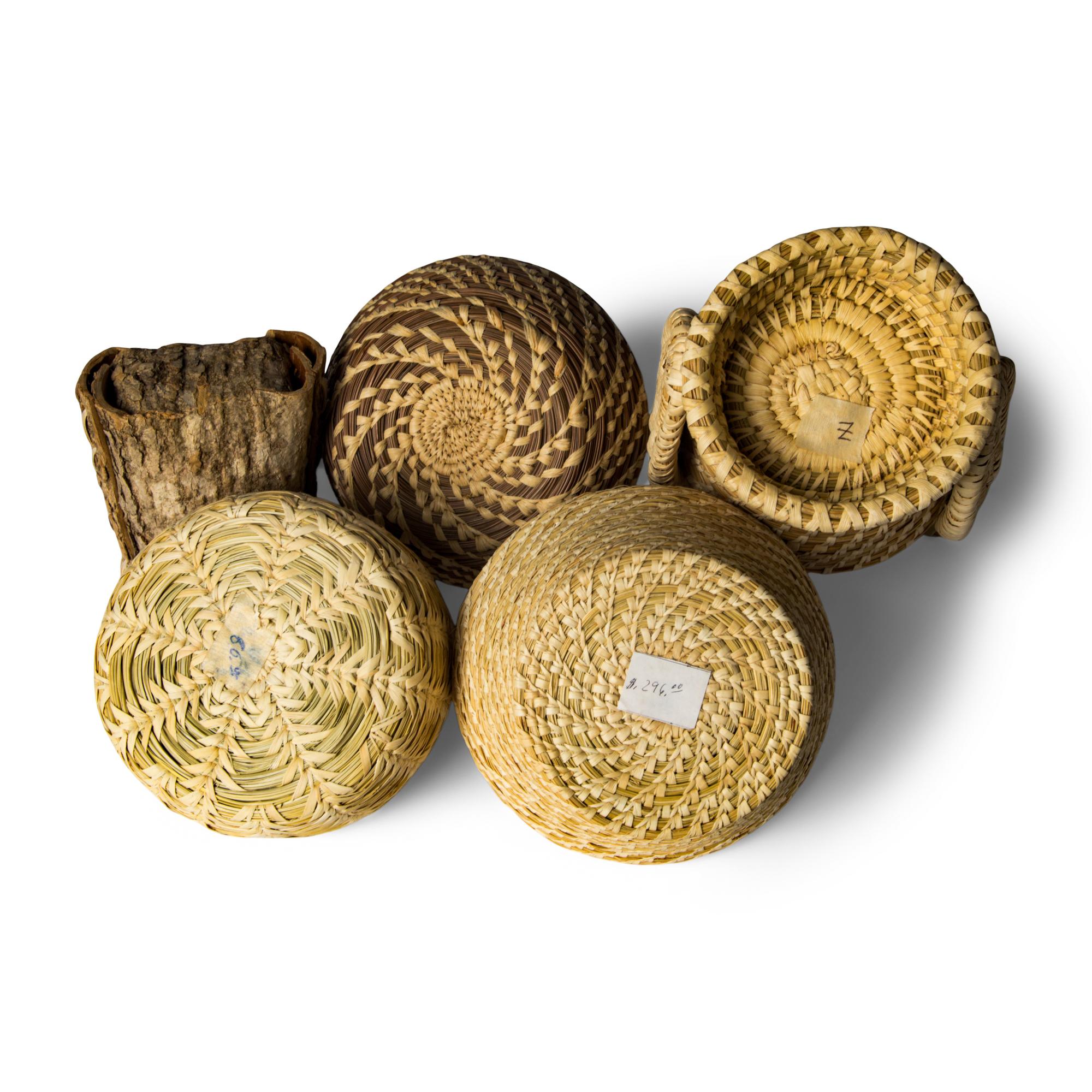 Coushatta Baskets and Birchbark Container