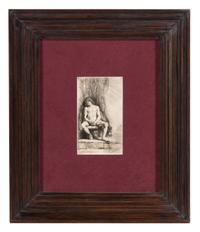 Rembrandt van Rijn (Dutch, 1606-1669) — Nude Man Seated Before a Curtain , 1646