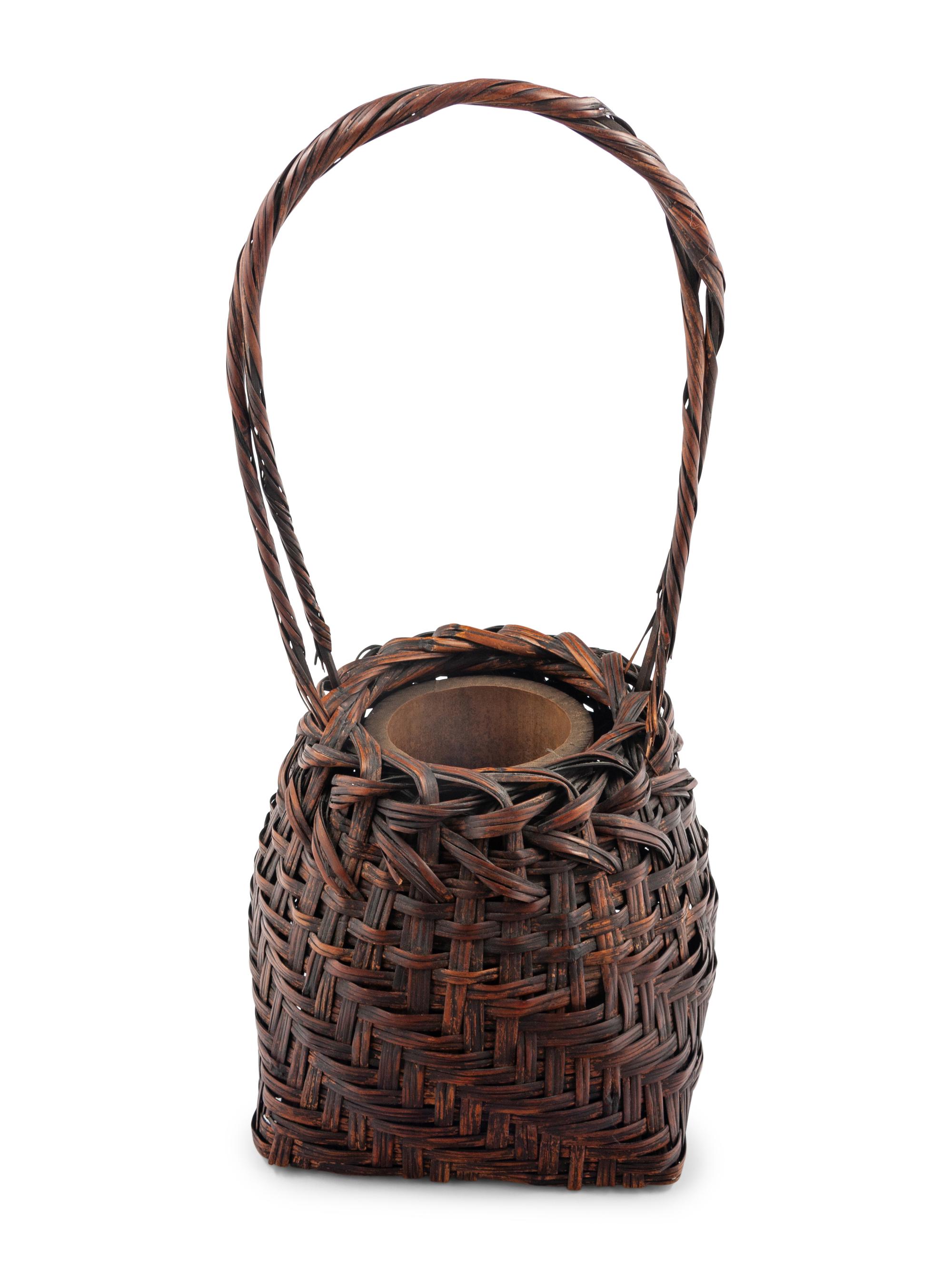 Three Japanese Bamboo Ikebana Baskets [Basket pictured far right to be returned to client; not included in donation group]