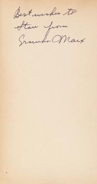 (MARX, GROUCHO) Beds. New York, 1930. Inscribed by Marx.