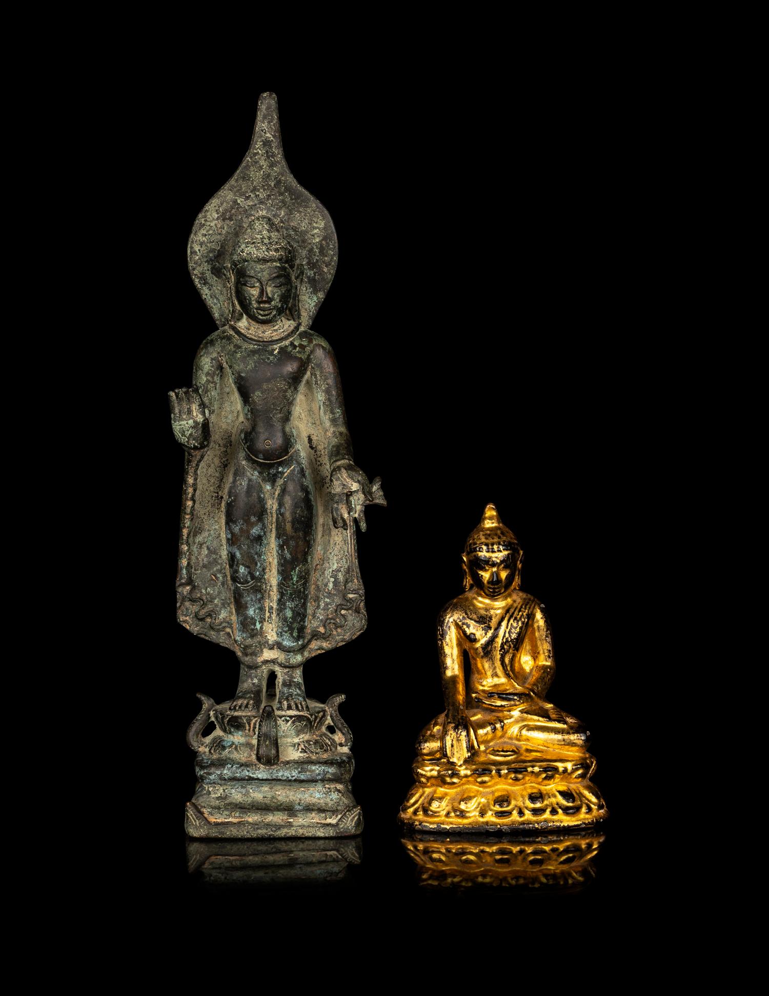 Two Burmese Bronze Figures of Buddha