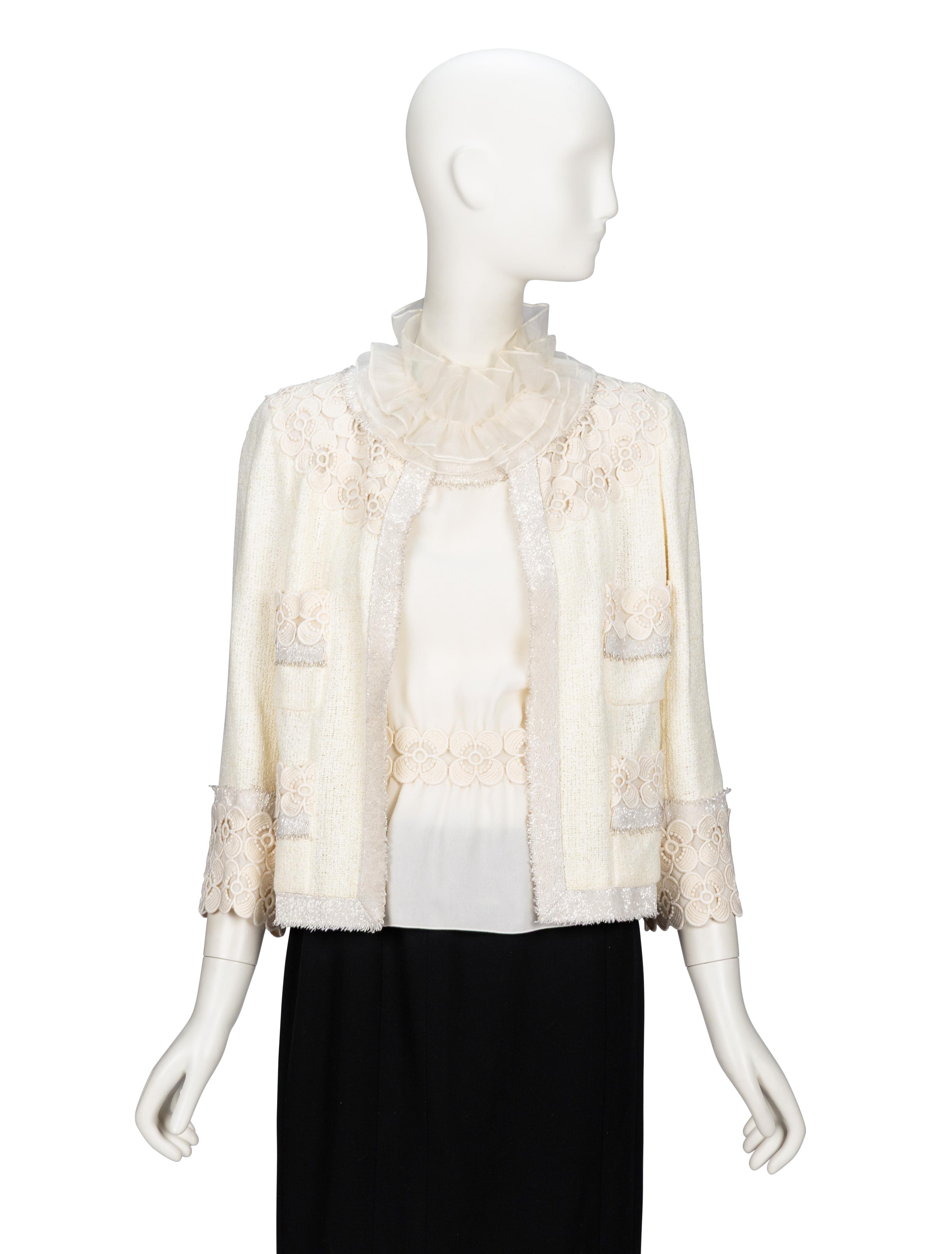 Chanel, Sequined Tweed Jacket & Blouse Ensemble
