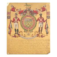 An Enameled and Engraved Heraldic Brass Stall Plate for British General George Baron Harris (1746-1829)
