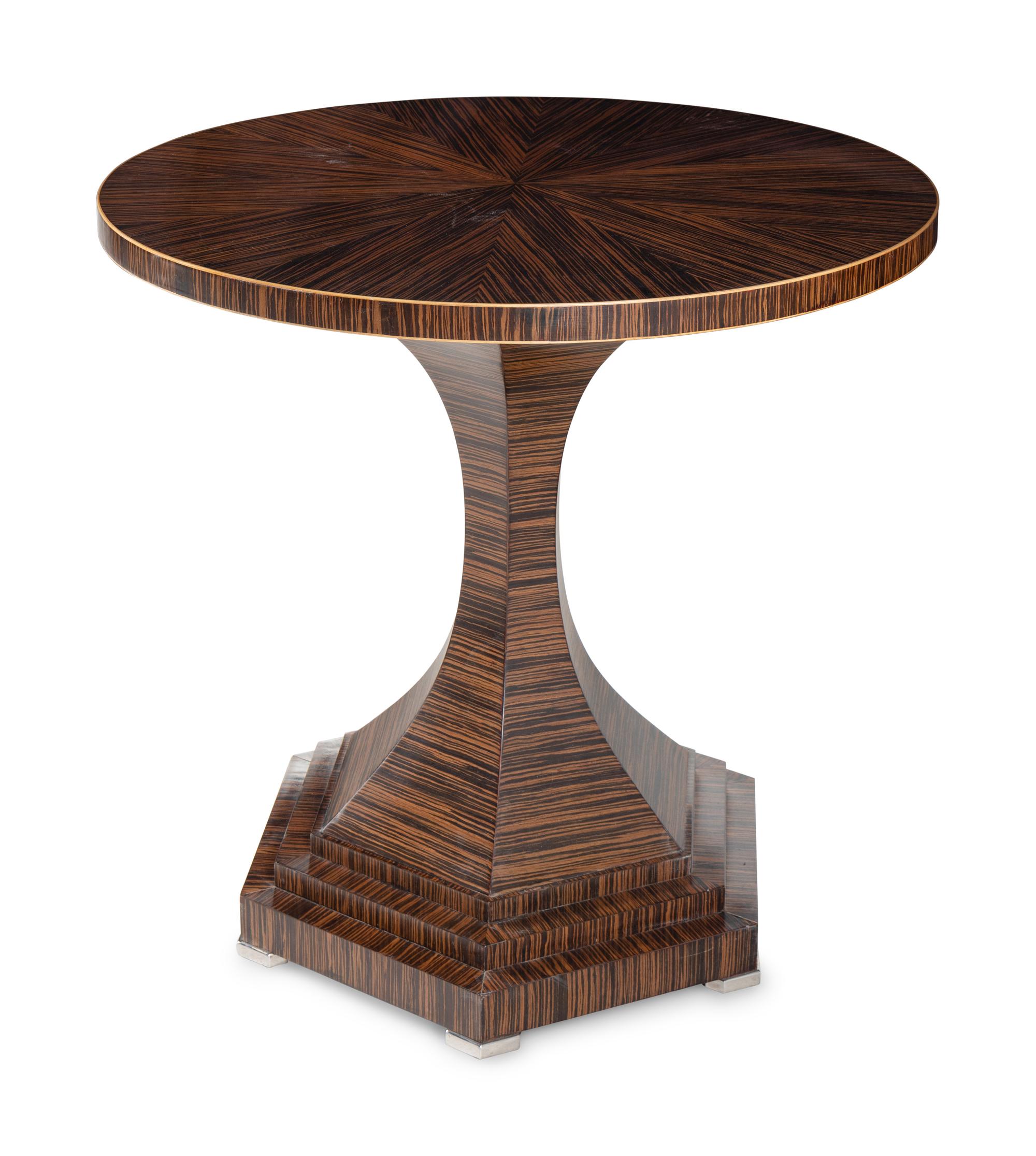 A Vanucci Theodore Alexander Macassar Ebony and Chrome Center Table