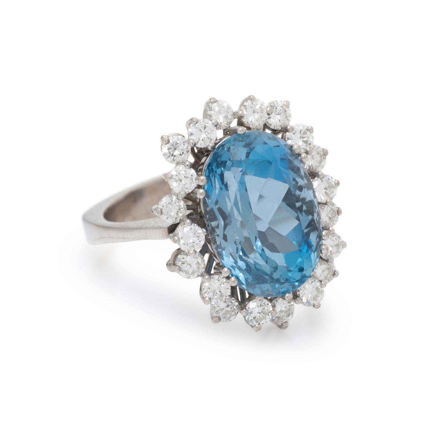 SPRITZER AND FUHRMANN, AQUAMARINE, DIAMOND, AND WHITE GOLD RING