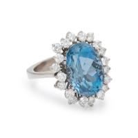 SPRITZER AND FUHRMANN, AQUAMARINE, DIAMOND, AND WHITE GOLD RING