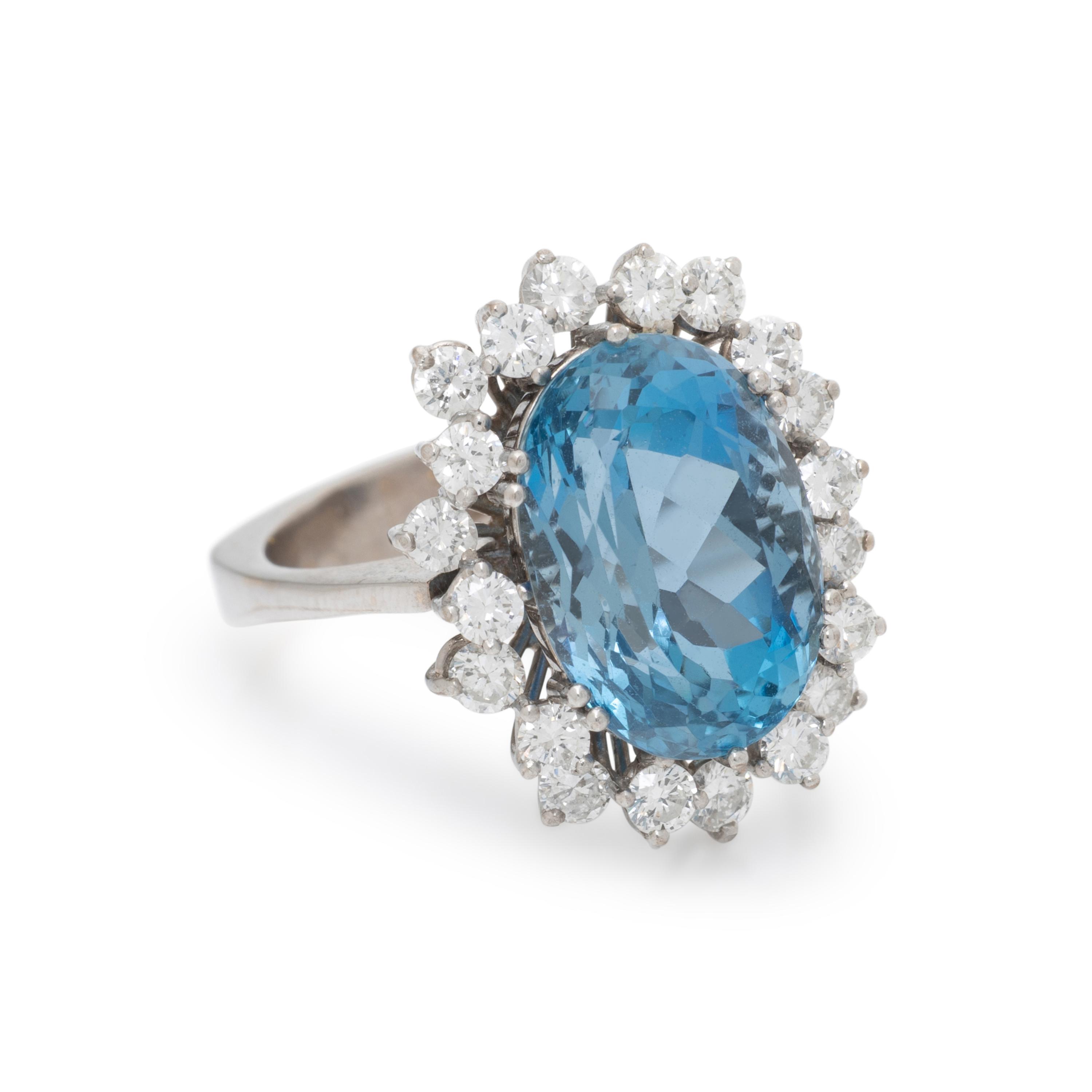 SPRITZER AND FUHRMANN, AQUAMARINE, DIAMOND, AND WHITE GOLD RING