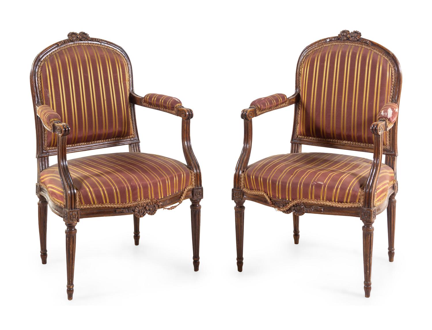 A Pair of Louis XVI Style Fauteuils