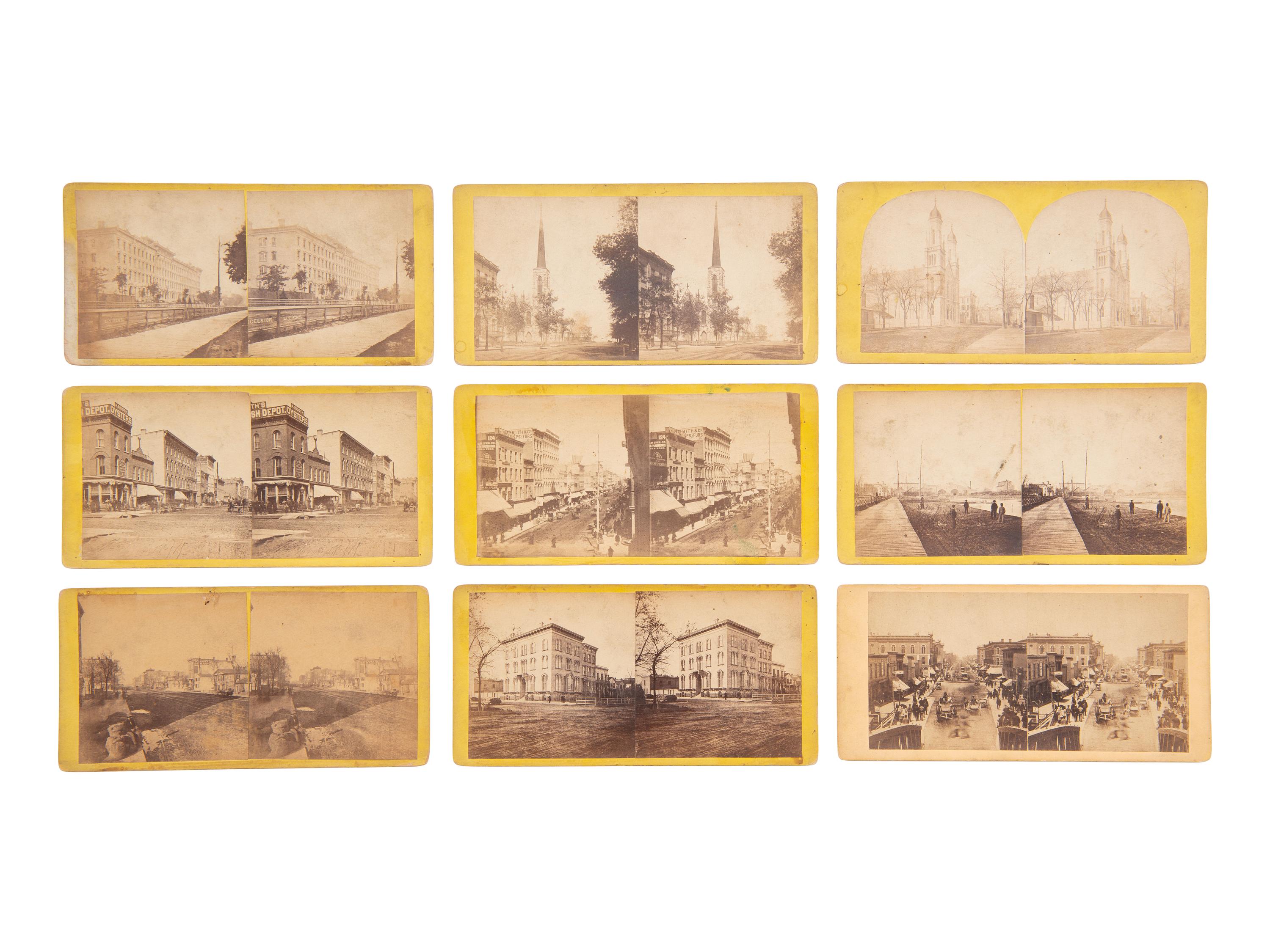 [EARLY PHOTOGRAPHY]. 33 mostly pre-fire stereoviews of Chicago, many by J. CARBUTT.