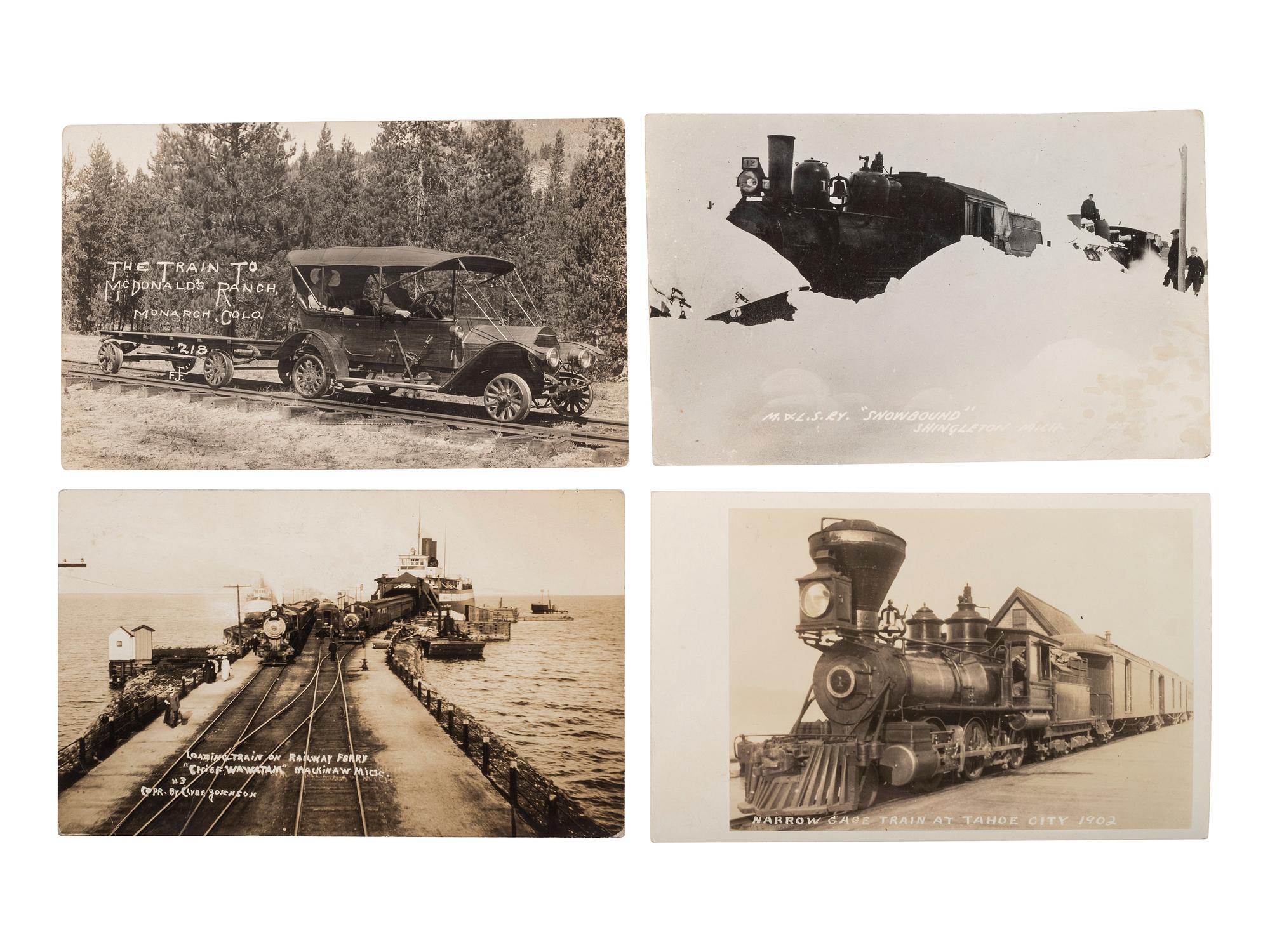 [RAILROADS]. A group of 190 RPPCs & photographs of trains, railroads, and locomotives.