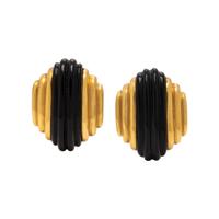 Charles Turi, Onyx and Yellow Gold Earrings