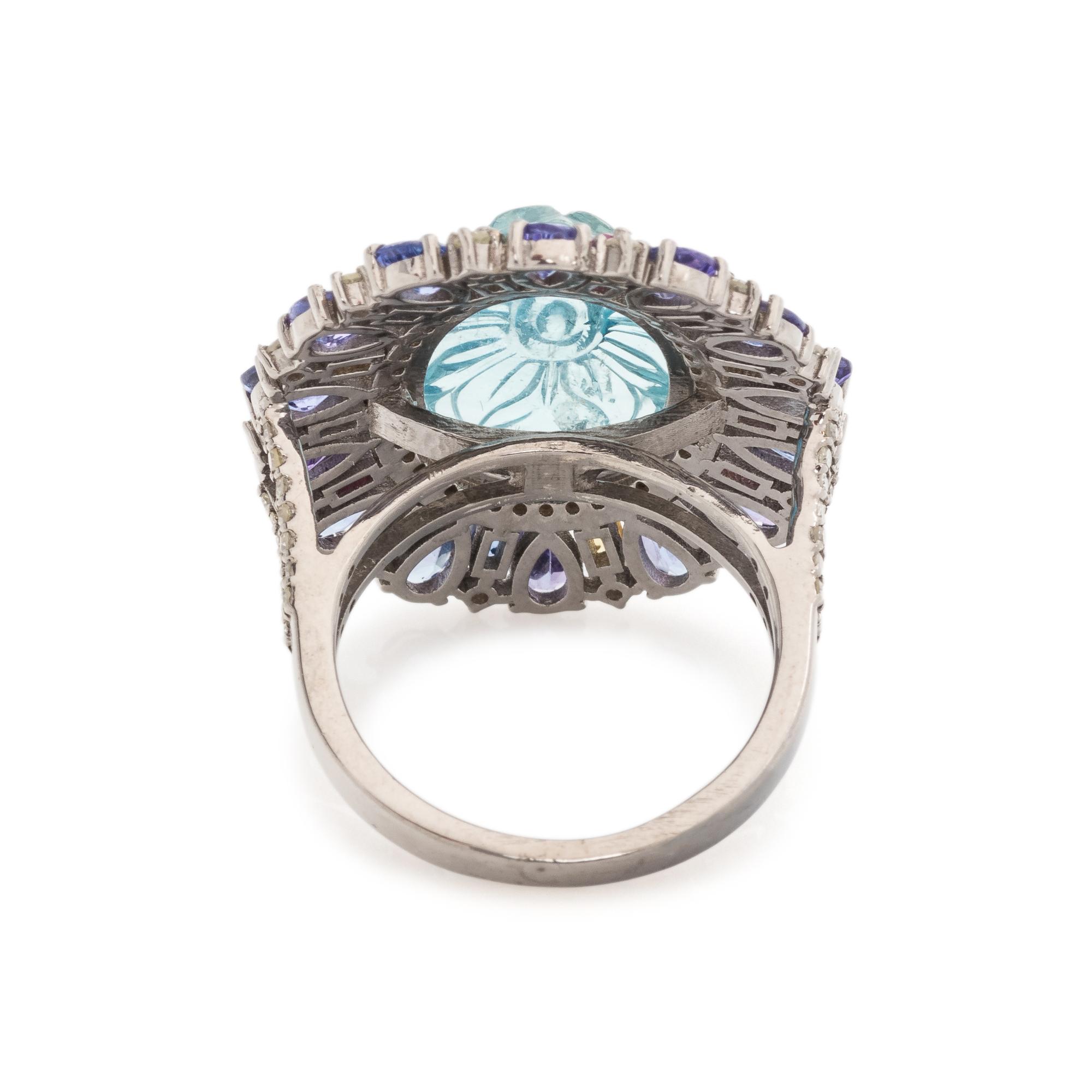MULTIGEM AND DIAMOND RING