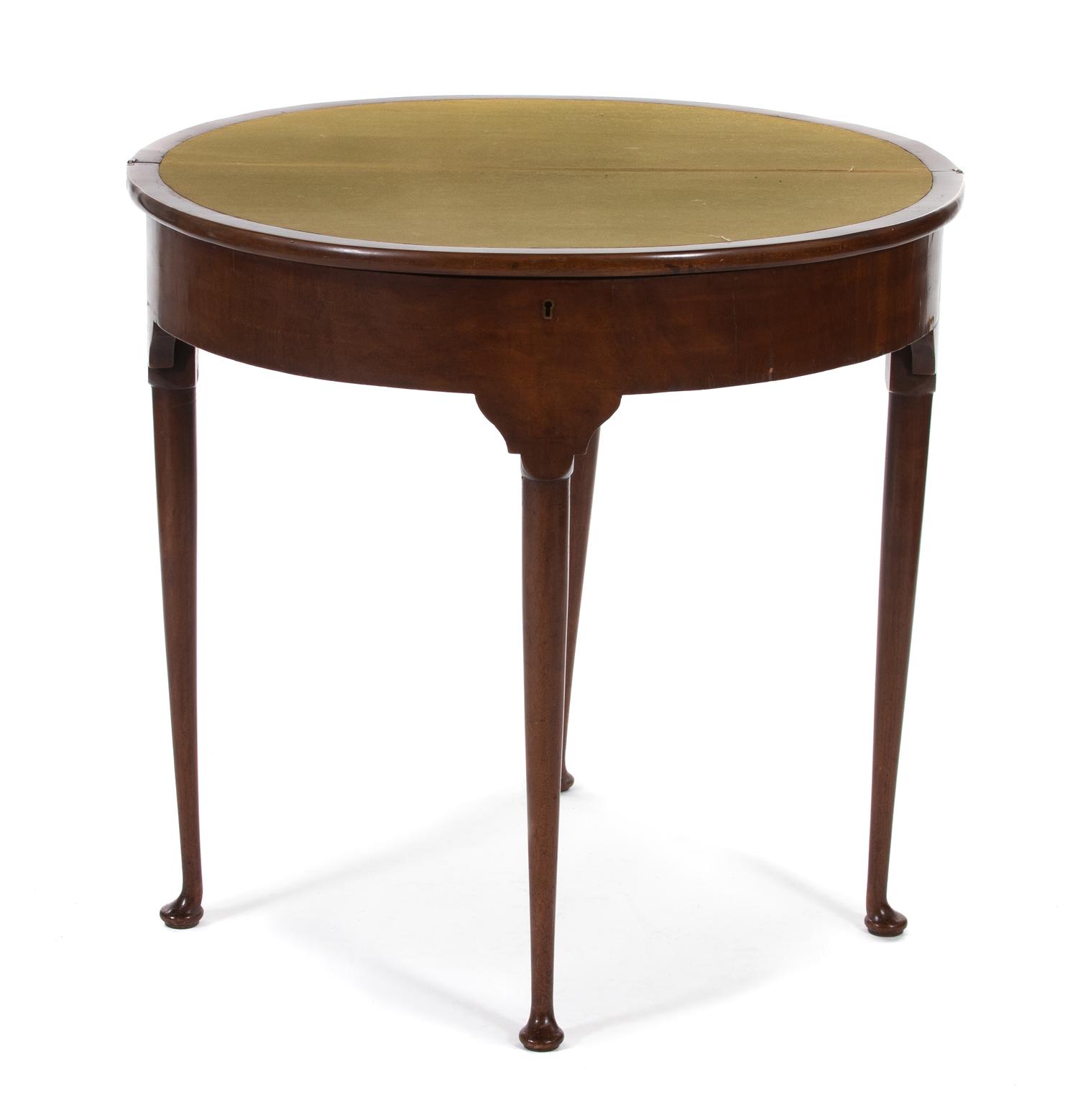 A George III Style Mahogany Demilune Card Table