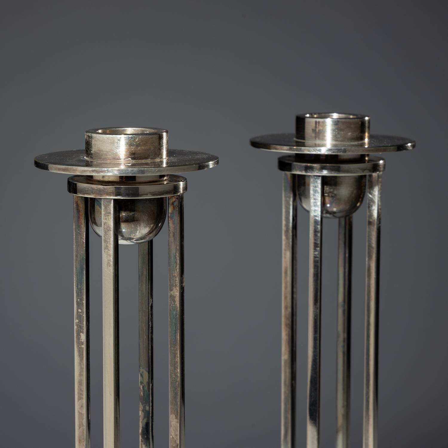 Pair of Skyscraper candlesticks for Swid Powell